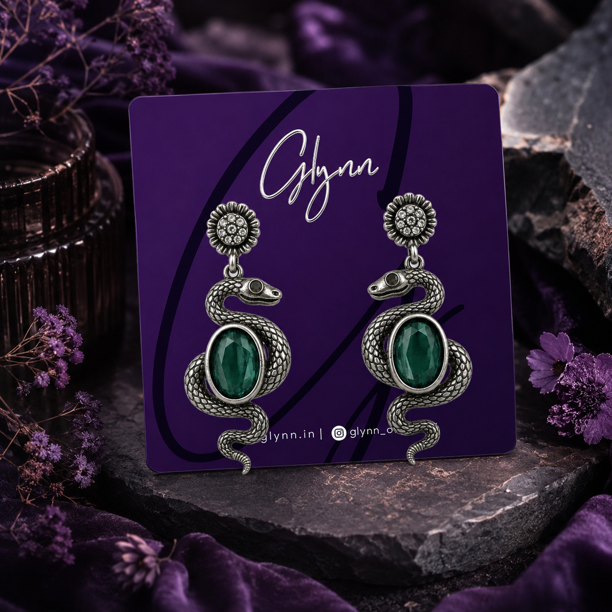 Serpent's Grace Sea Green Drop Earrings - Image 4