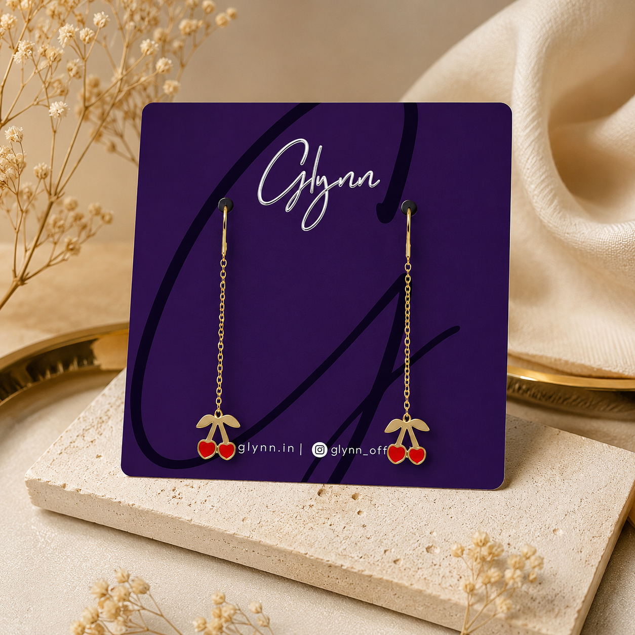 Crimson Cherry Threader Earrings
