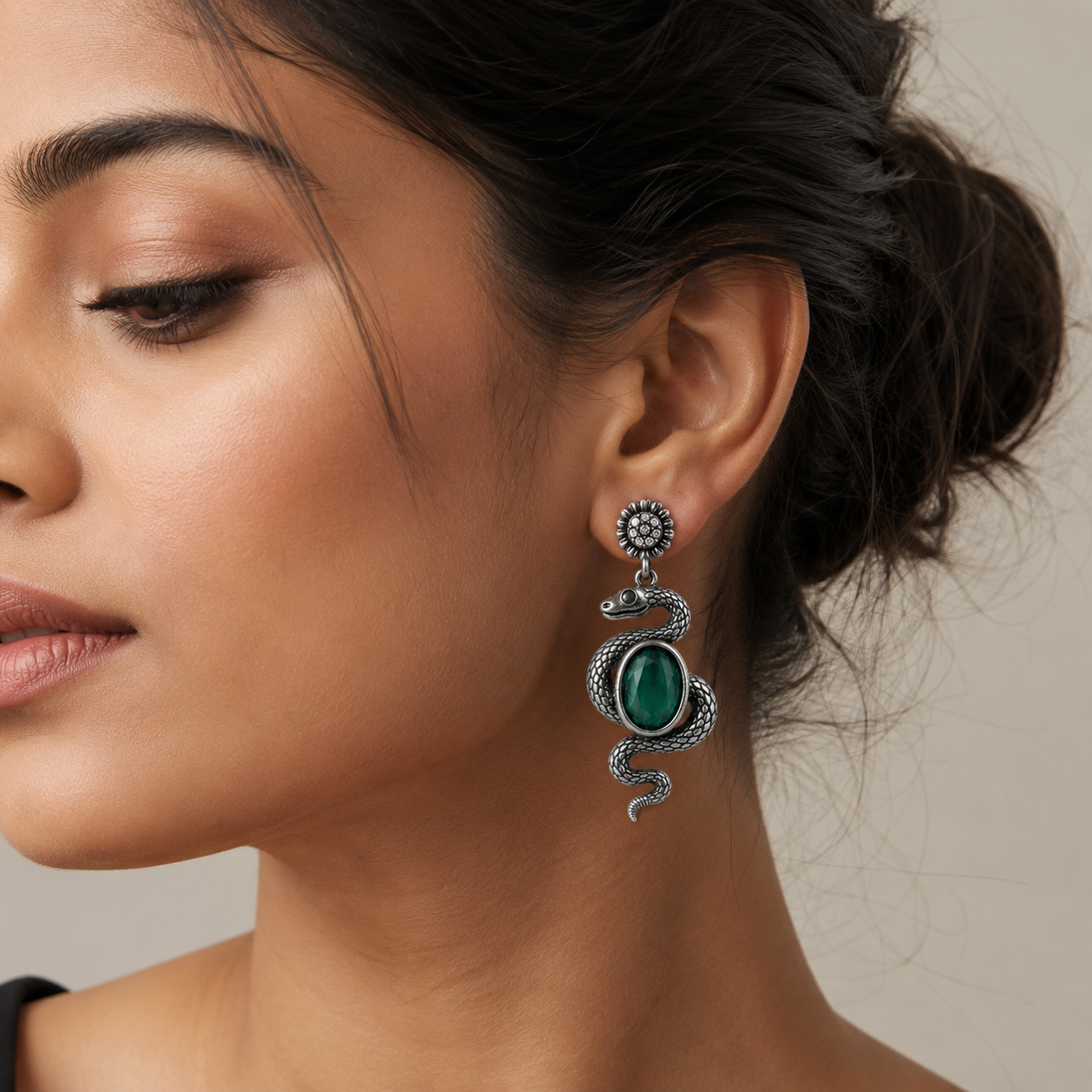Serpent's Grace Sea Green Drop Earrings