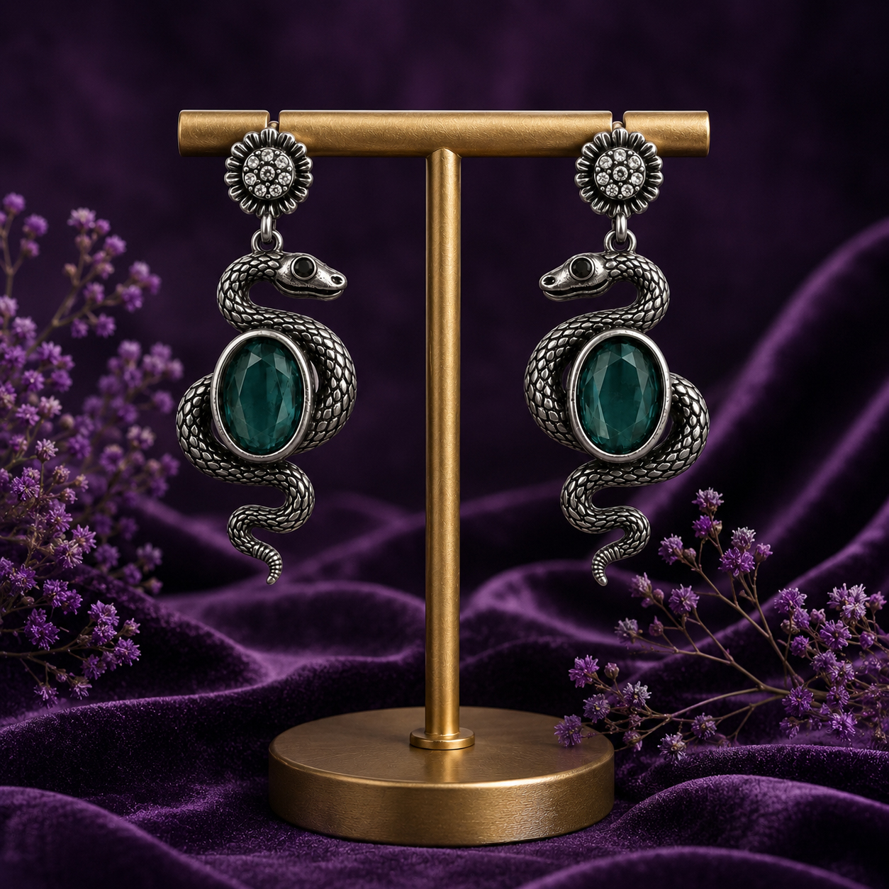 Serpent's Grace Sea Green Drop Earrings - Image 5