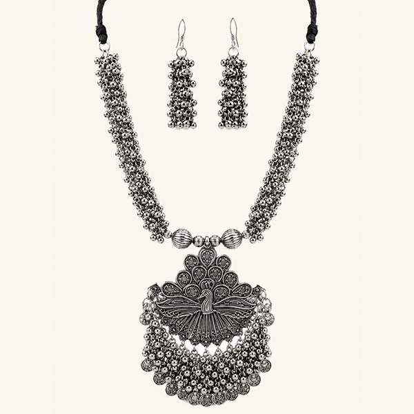 Vintage Tribal Royal Peacock Pendant and Earring Set - Image 5